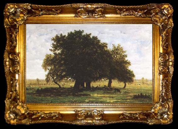 framed  Theodore Rousseau Oak Trees near Apremont (mk09), ta009-2